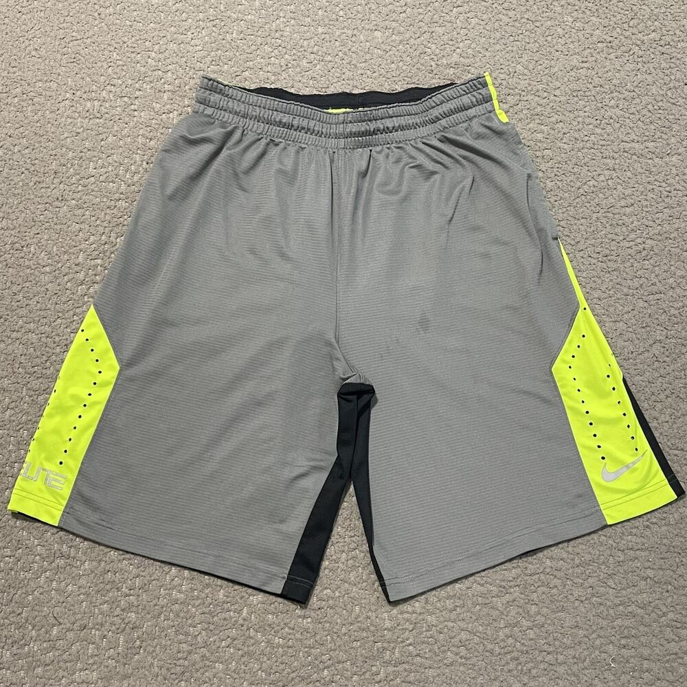 Nike Elite Shorts Boys XL Gray Black Dri Fit Basketball Athletic Pants